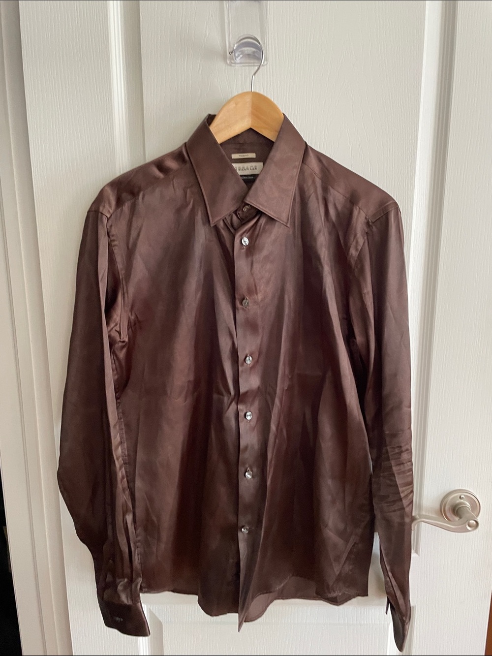 Versace Brown Satin Dress Shirt